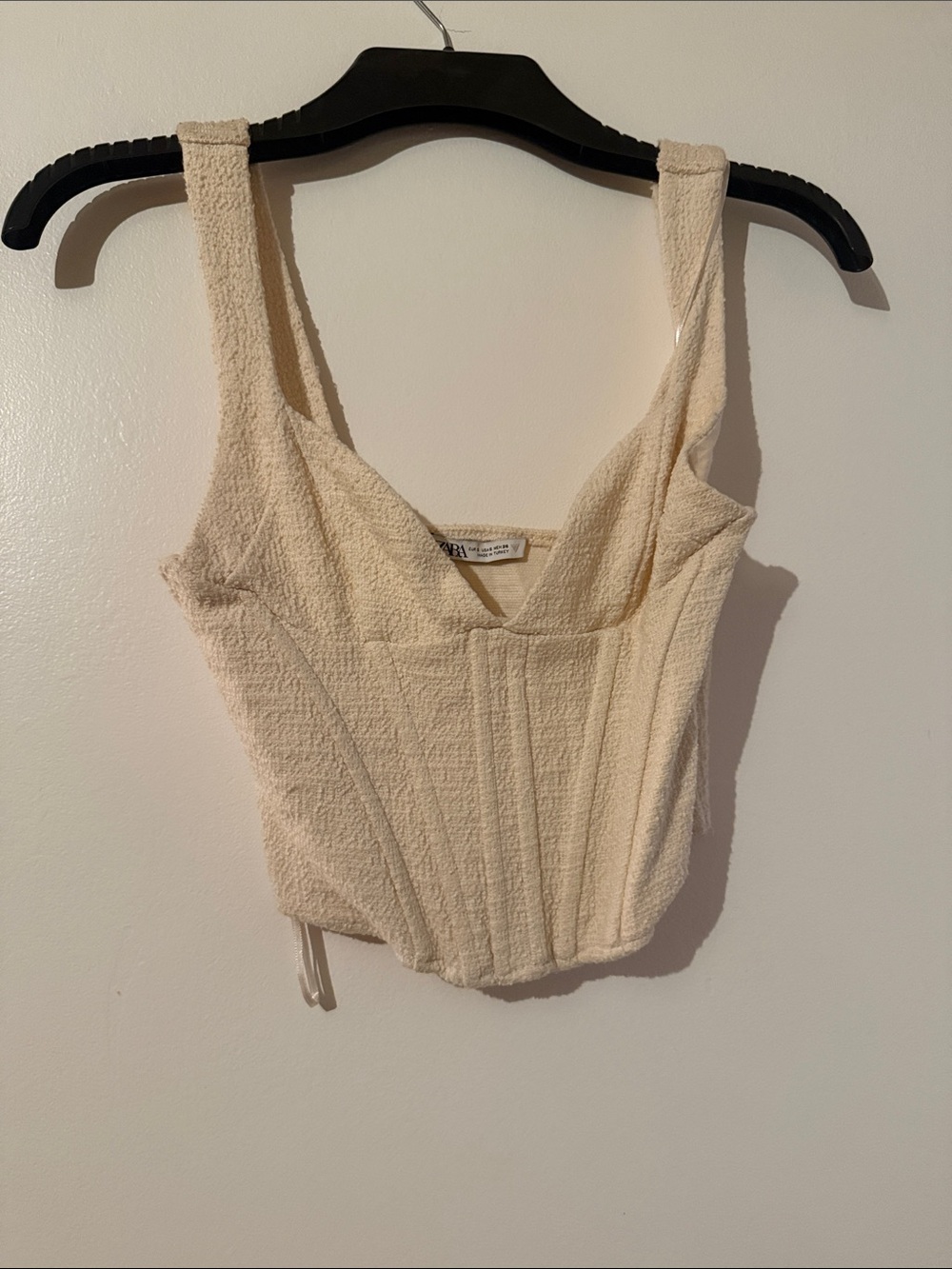 Zara Cream Textured Corset-Style Camisole